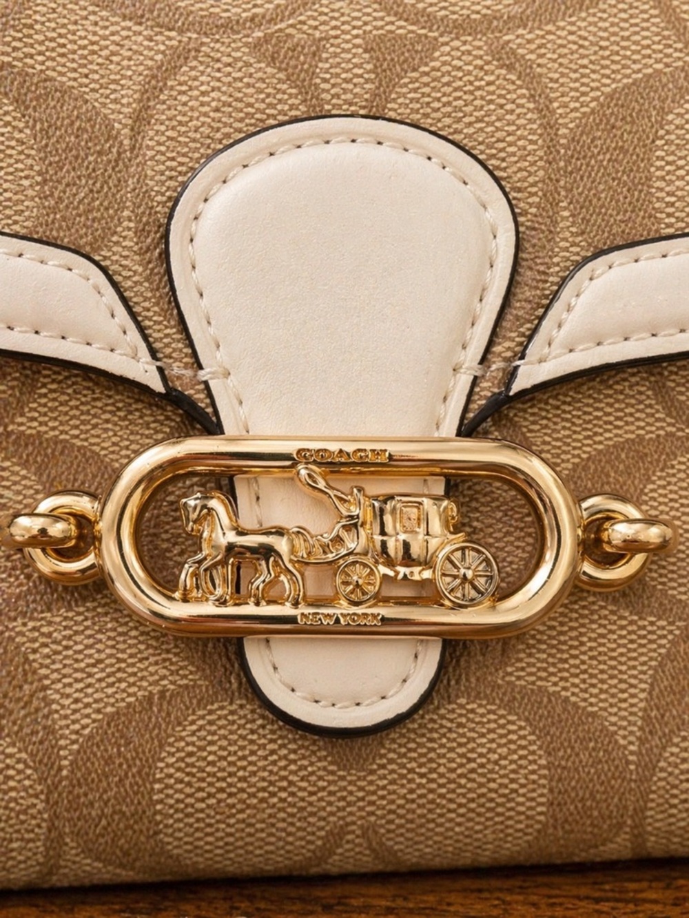Coach Beige Signature Canvas Crossbody with Chalk Trim - Picture 3 of 7